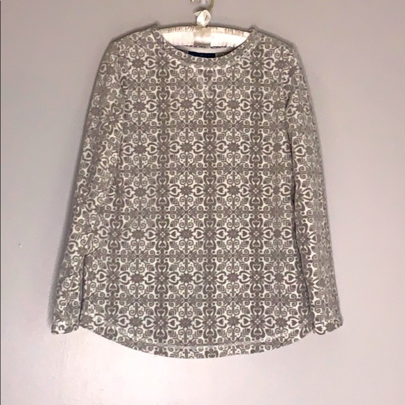 Karen Scott sport snowflake print fleece Long sleeve pullover small women’s grey - Picture 1 of 7